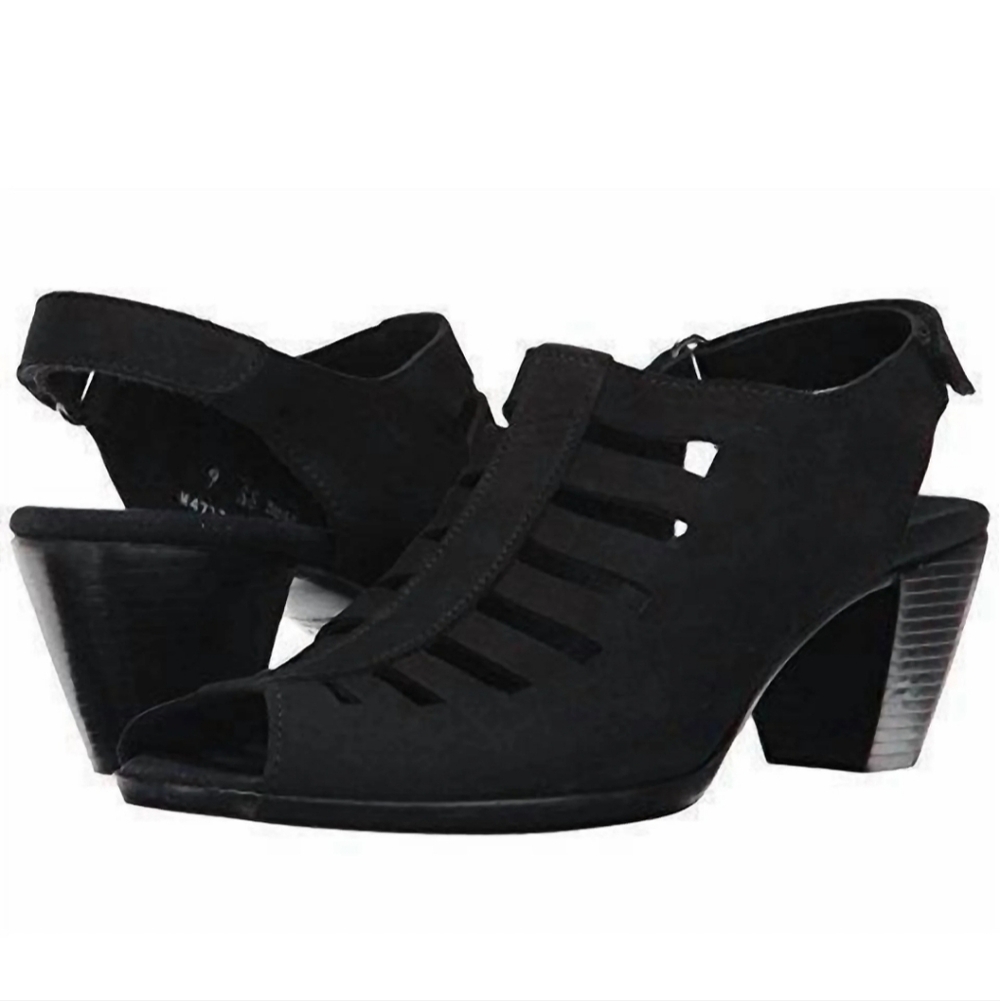 Munro American Womens 8.5 Abby Nubuck Slingback Sandal Black Suede Leather Shoes